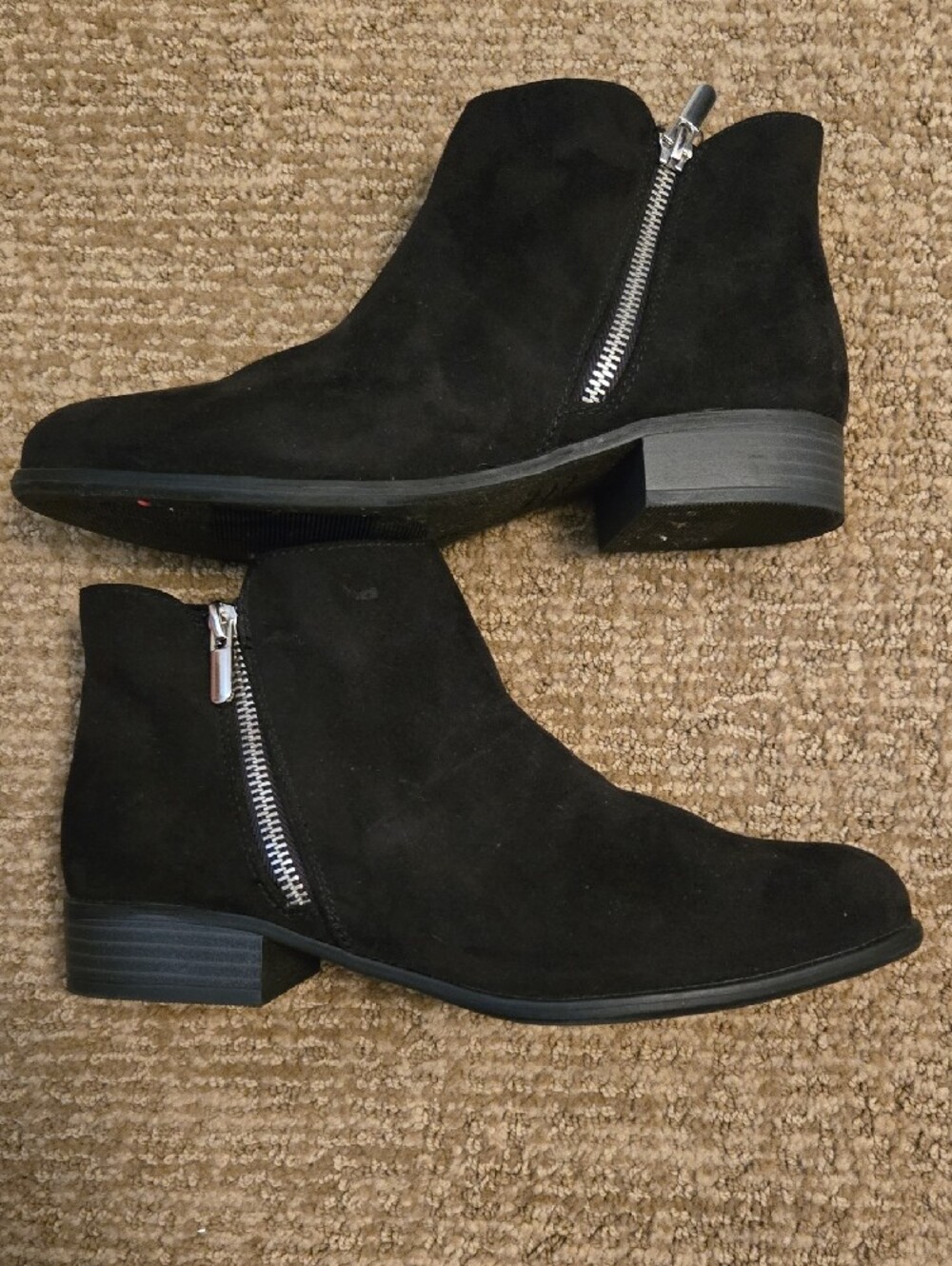 2/$20 Sonoma Black Suede Ankle Boots with Side Zip Accent, Size 6